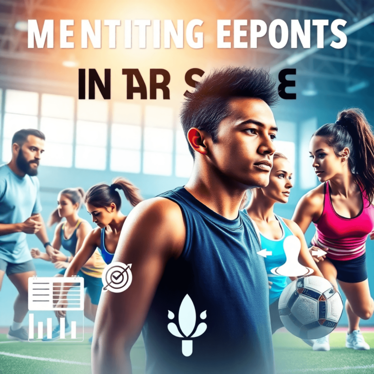 Un grupo diverso de atletas intensamente enfocados en diferentes actividades deportivas en un brillante gimnasio, con gráficos de establecimiento d...