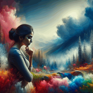 Una persona reflexionando en un entorno natural, simbolizando la sanación emocional.