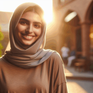 Una persona sonriendo con confianza, rodeada de luz cálida, simbolizando la superación del bullying y el desarrollo de la autoestima.