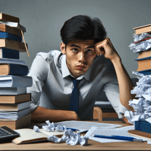 Estudiante universitario enfrentando la ansiedad por el fracaso académico