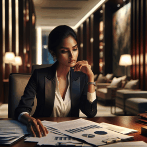 Persona reflexionando sobre decisiones financieras en un entorno tranquilo.