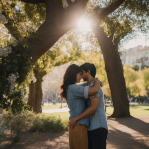 Adulto abrazando a un amigo tras superar un desafío, mostrando emoción de alivio.