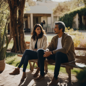Pareja chilena en terapia emocionalmente conectada.