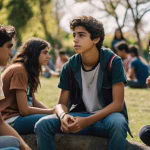 Adolescente chileno practicando habilidades socioemocionales en un grupo.
