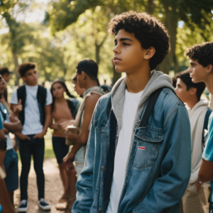 Adolescente chileno superando la presión social en un entorno de apoyo.