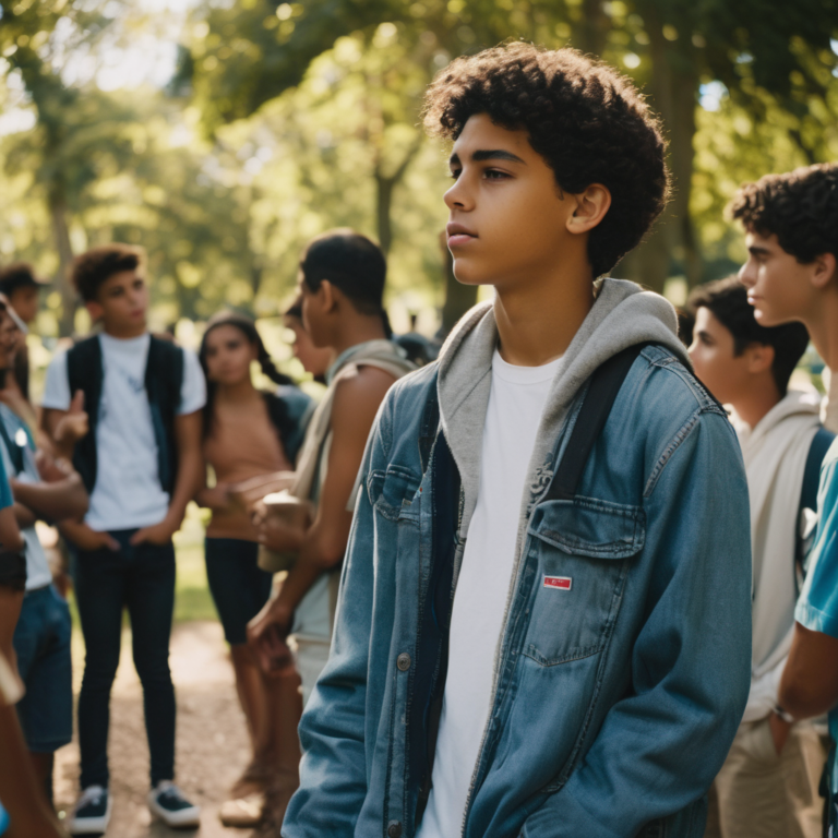 Adolescente chileno superando la presión social en un entorno de apoyo.