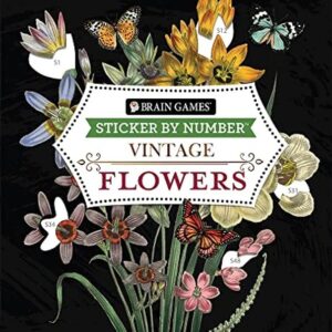 Portada del libro Brain Games - Sticker by Number - Vintage: Flowers (28 Images to Sticker) (en Inglés) - Brain Games de Brain Games para comprar online